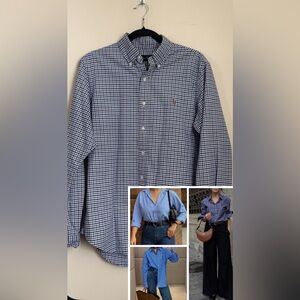 Ralph Lauren Navy Checkered Button Down Shirt